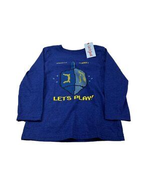 Cat And Jack Boy's Size 4T Tee Shirt Let's Play Long Sleeve Blue New With Tags
